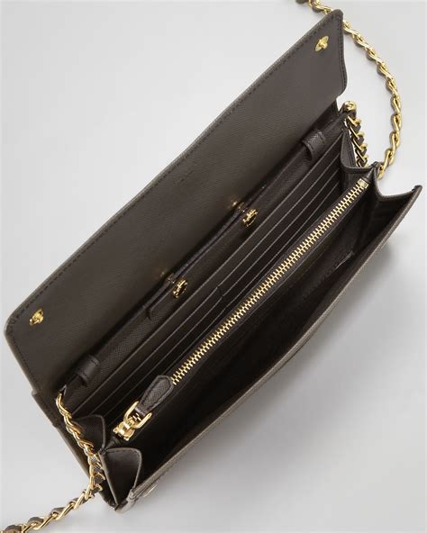 prada wallet with chain strap|prada saffiano wallet on chain.